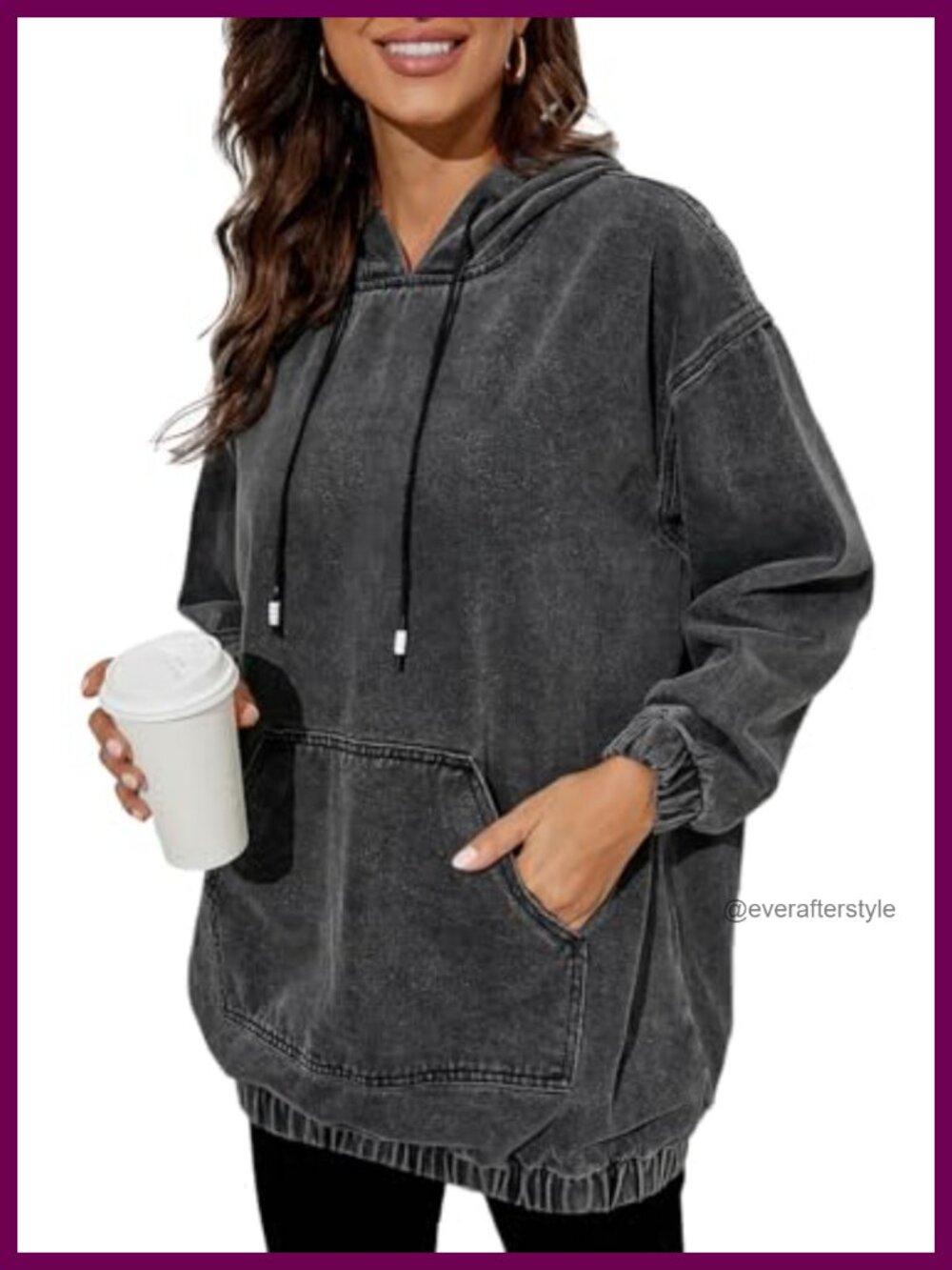 Women's Denim Hoodie Long Sleeve Pullover Sweatshirt Jean Jacket with Pockets